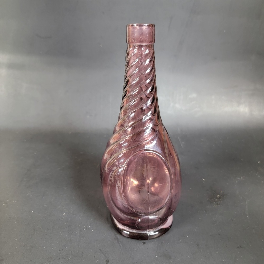 PURPLE GLASS 13" DECANTER EMPTY USED CZECH LIQUEUR‎ BOTTLE VTG NICE
